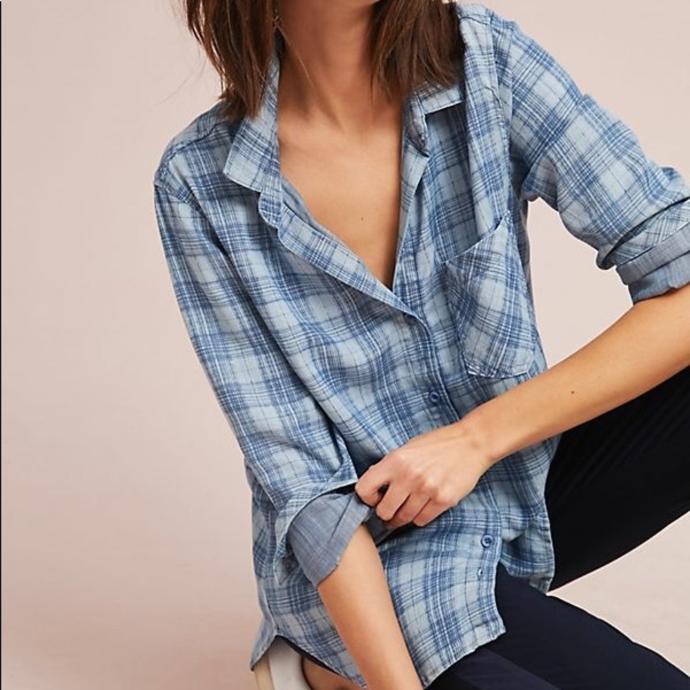 Anthropologie Cloth & Stone Plaid Button-down